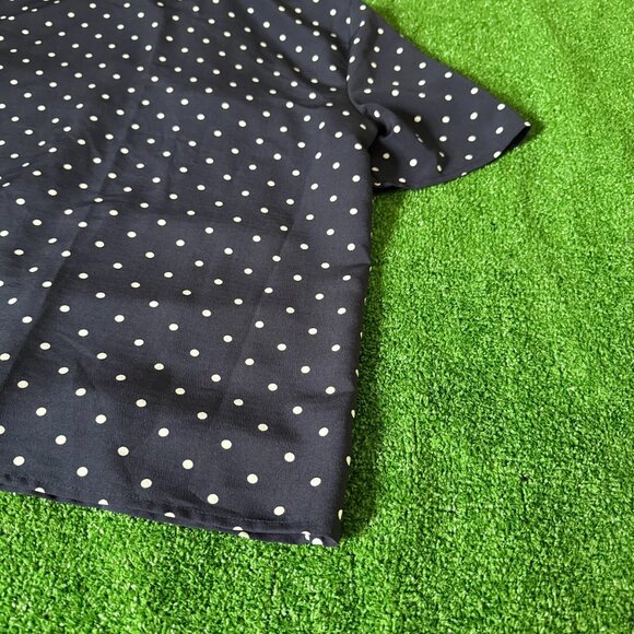 Tommy Hilfiger Women's Shirt Button Up Polka Dot Short Sleeve Navy Blue Size L - Picture 9 of 11
